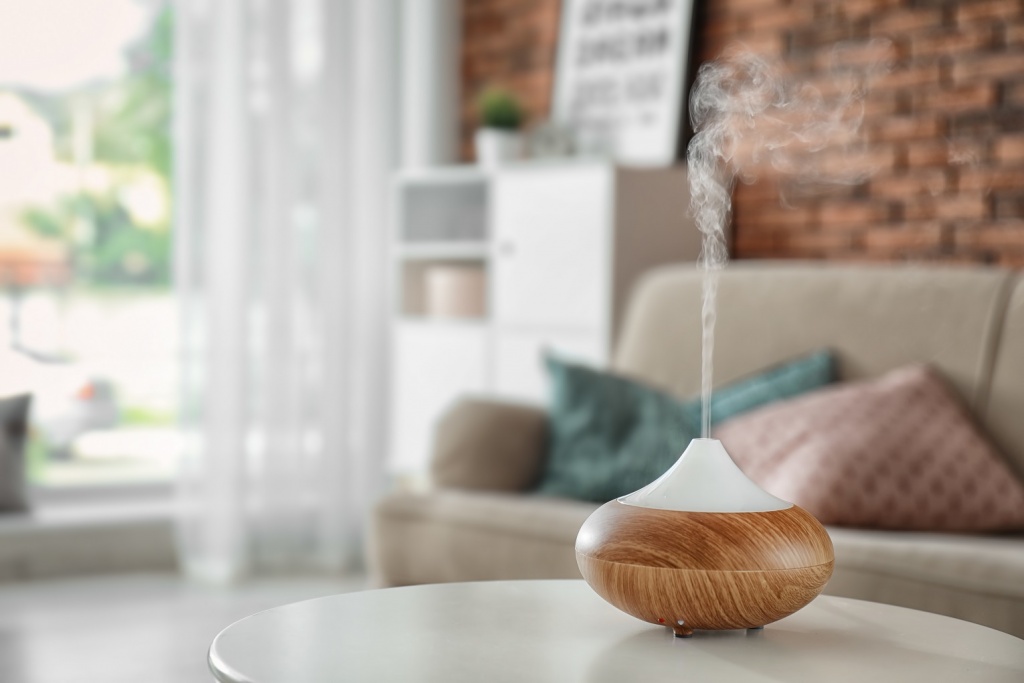 aroma oil diffuser on table wellness feature