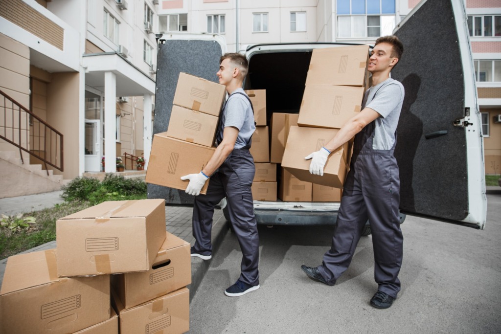 Professional movers helping seniors move
