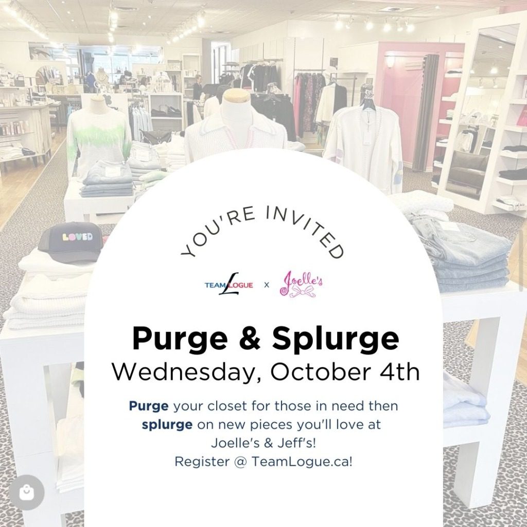 Purge your closet for those in need then splurge on new pieces you'll love!
October 4th at Joelle's and Jeff's