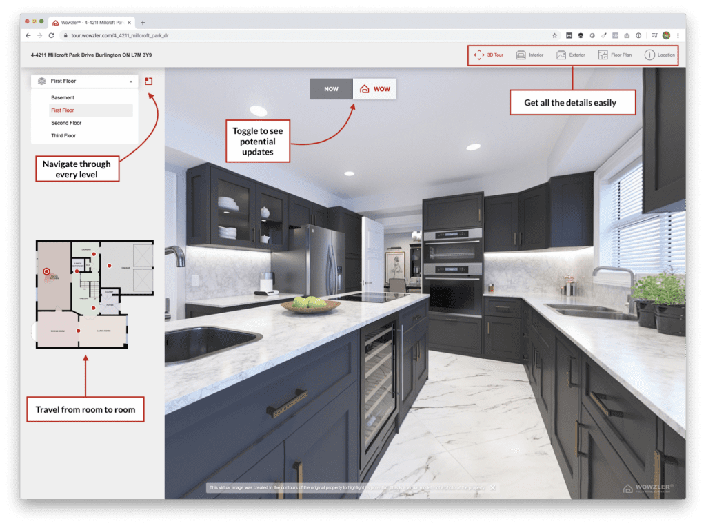 Virtually renovated kitchen showing all features 